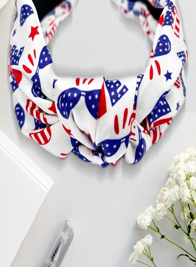 ZHAZHANIU White American Flag Headbands for Women 4th of July Headband Patriotic USA Bow Star Knotted Hair Hoop Wide Independence Day for Hair Accessories - Image 3